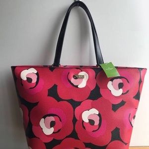 NWT Kate Spade poppies floral large tote